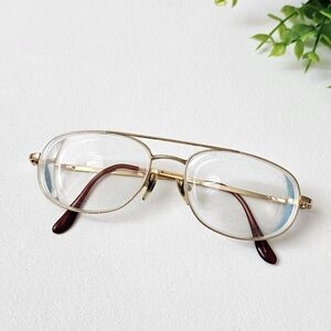Vintage Luxottica Titanium Gold Eyeglass Frames Made In Italy Oval 53-17 135